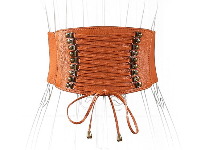 super wide waist elastic fringed wide belt skirt accessories