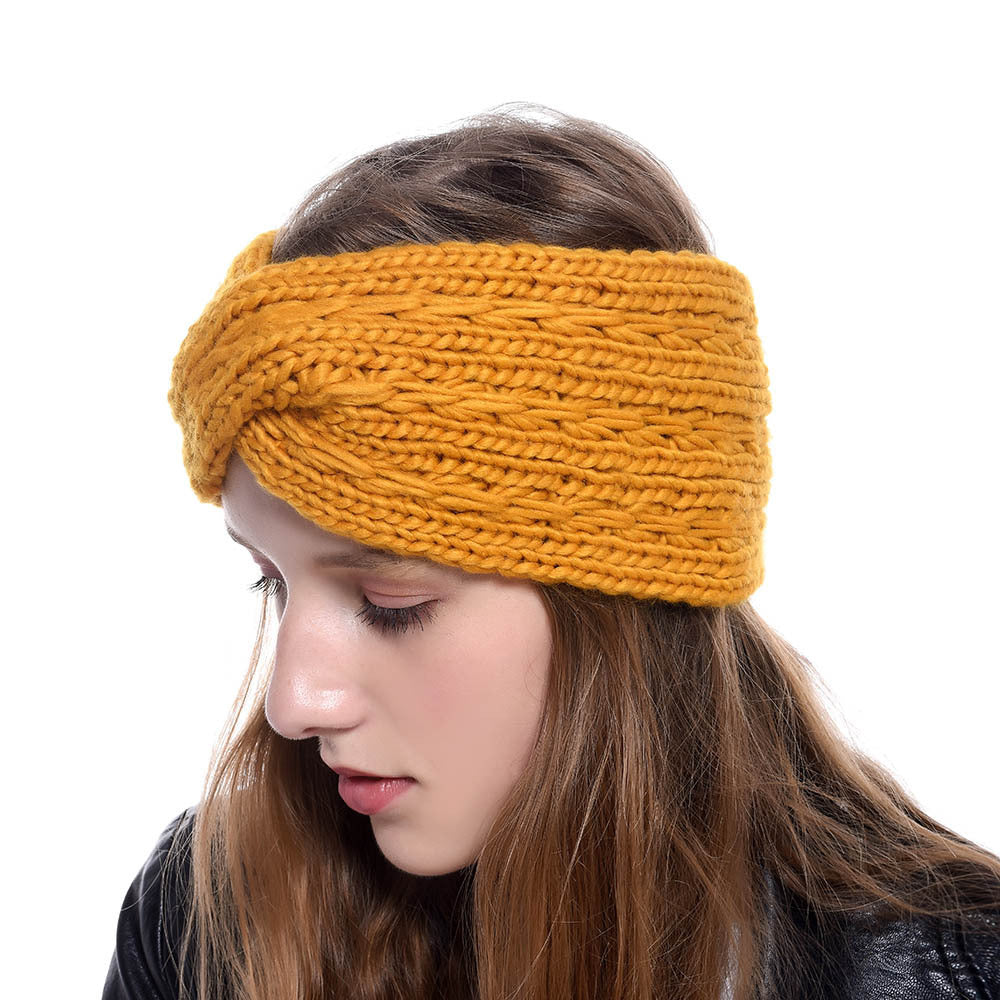 Acrylic Thick Wool Knitted Headband Crossed Hair Accessories