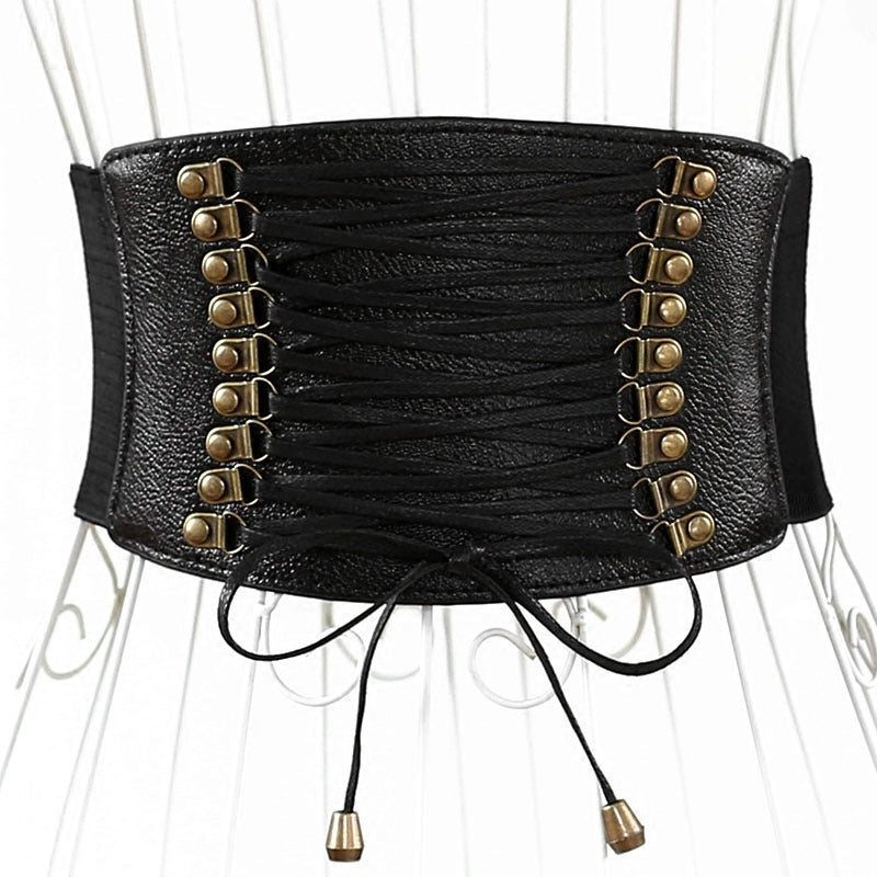 super wide waist elastic fringed wide belt skirt accessories