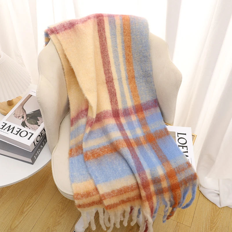 Luxury Cashmere Bright Solid Colors Scarf Winter Shawl