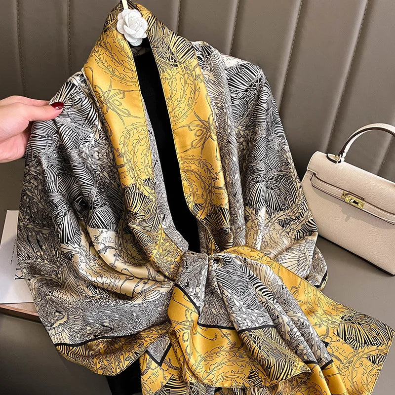 Luxury Brand Satin Headband Hijab Bandana Turban Foulard