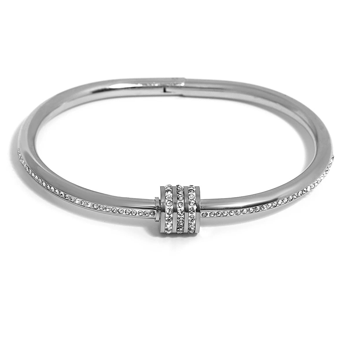 Luxury Stainless Steel Cuff Bracelet Couple Bracelets Green White Rhinestone