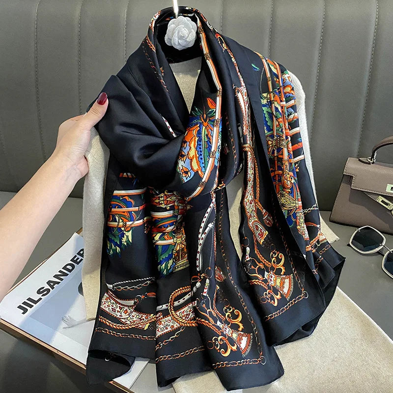Luxury Brand Satin Headband Hijab Bandana Turban Foulard