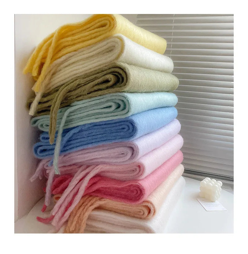 Luxury Cashmere Bright Solid Colors Scarf Winter Shawl