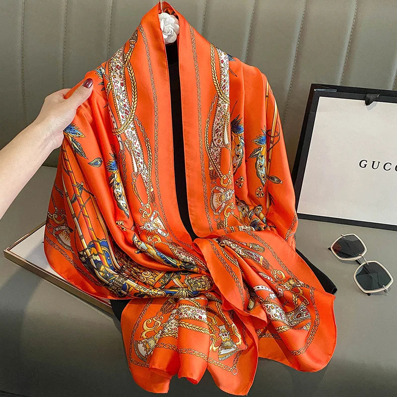 Luxury Brand Satin Headband Hijab Bandana Turban Foulard