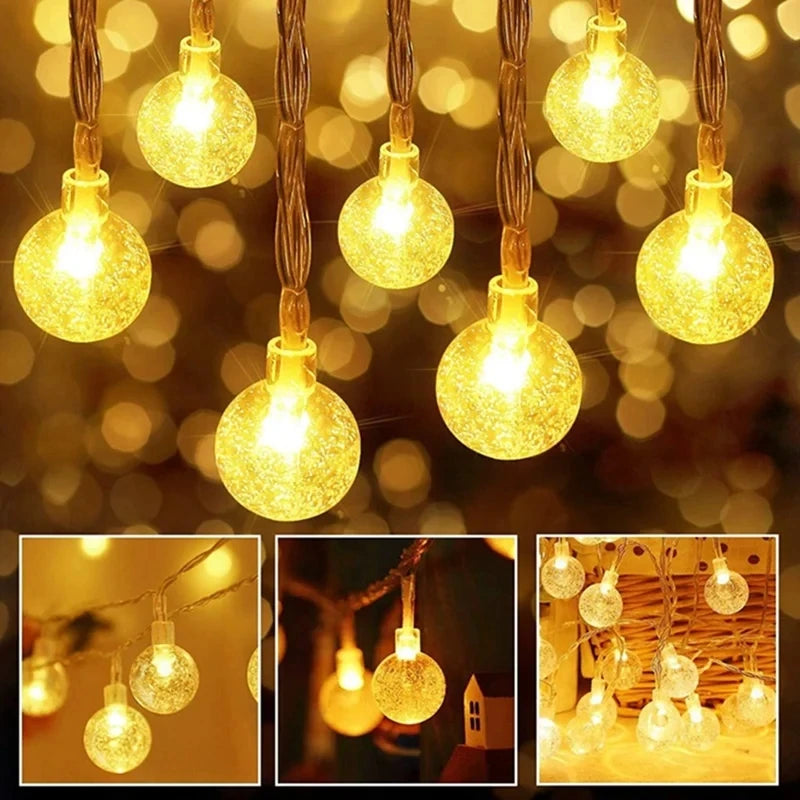 1.5-10m LED Crystal Ball Garland String Lights Indoor Decor