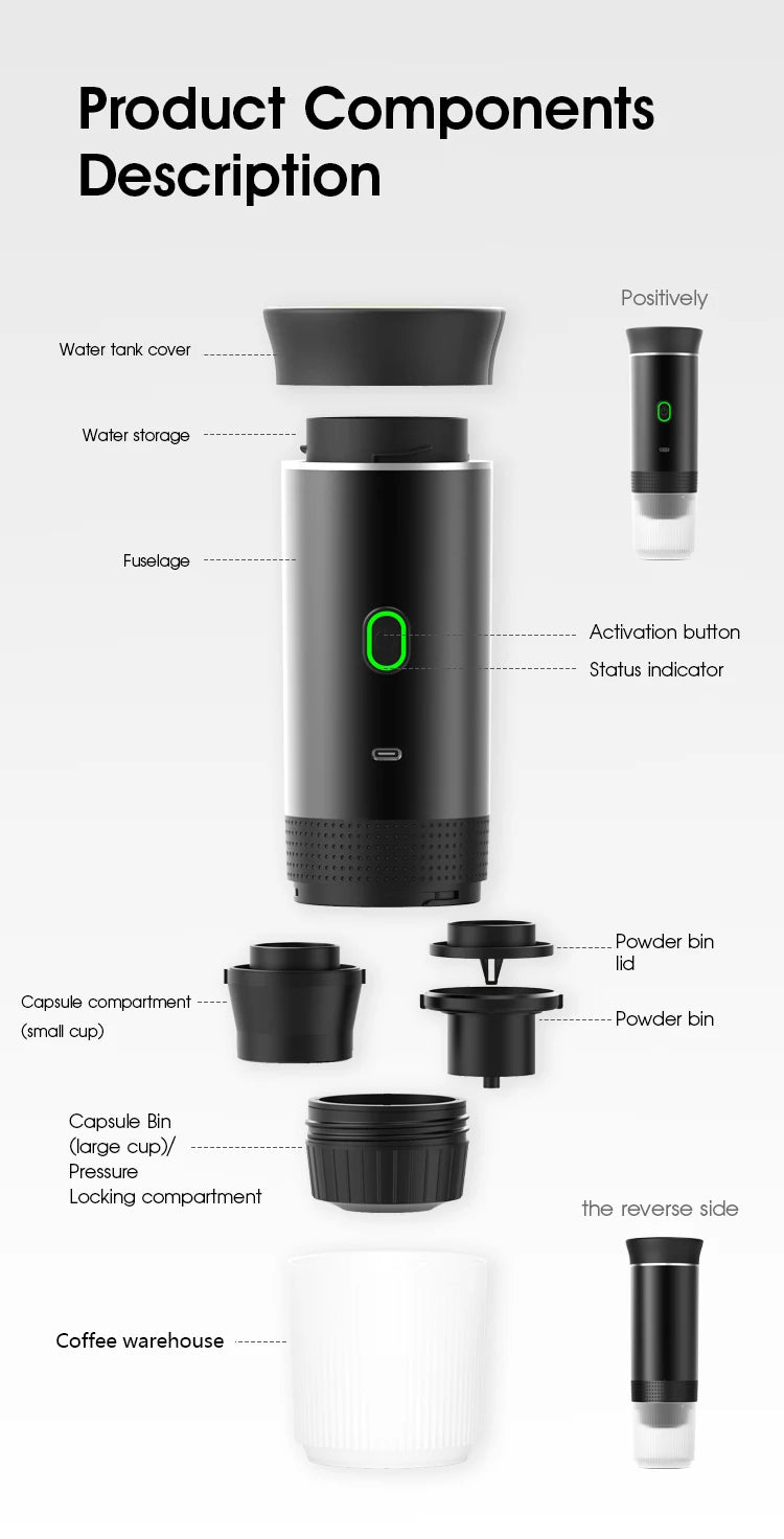 Wireless Portable Espresso Coffee Machine 3-in-1