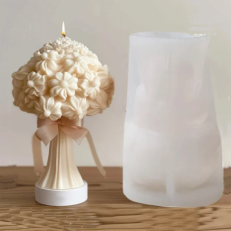New 3D Rose Bouquet Candle Silicone Mold