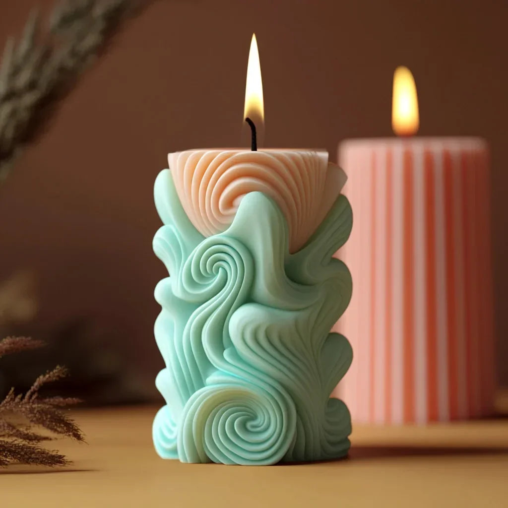 Blooming peony flower relief cylindrical candle silicone mold flower cylinder resin silicone mould Blooming peony gypsum molds