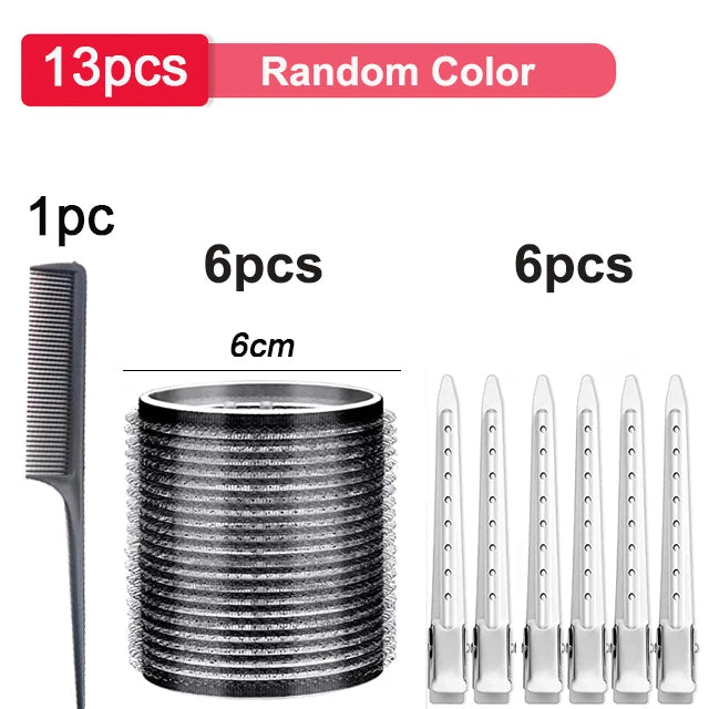13pcs Black Self Grip Hair Rollers