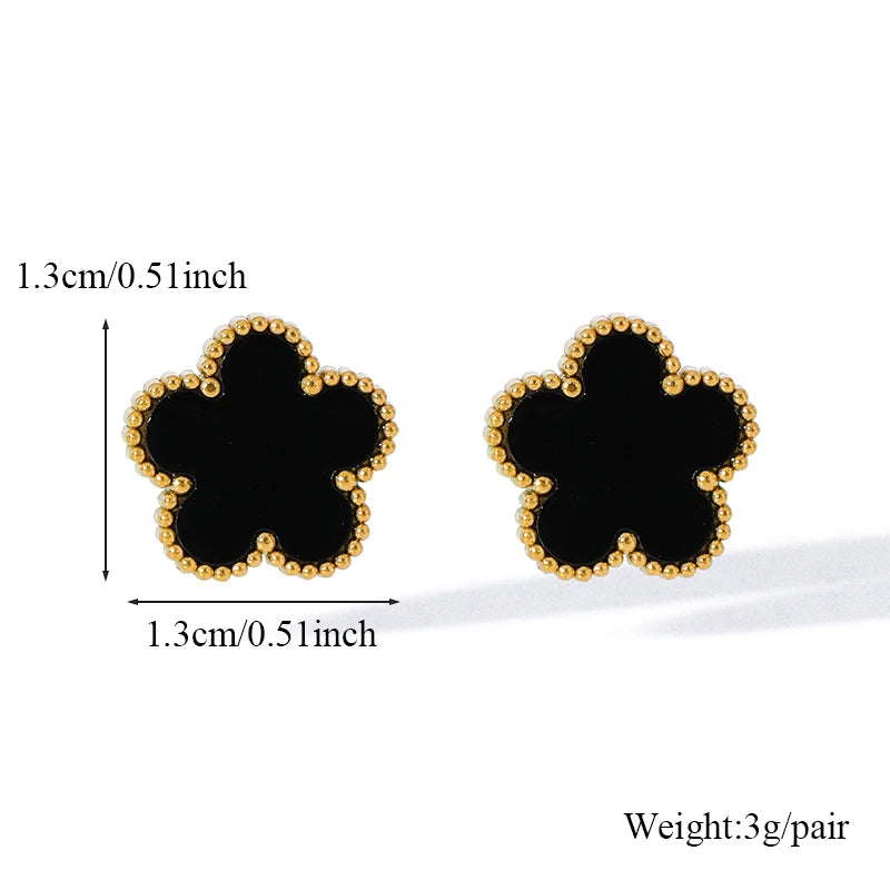 Five Leaf Clover Flower Necklace Bracelet Earrings Set