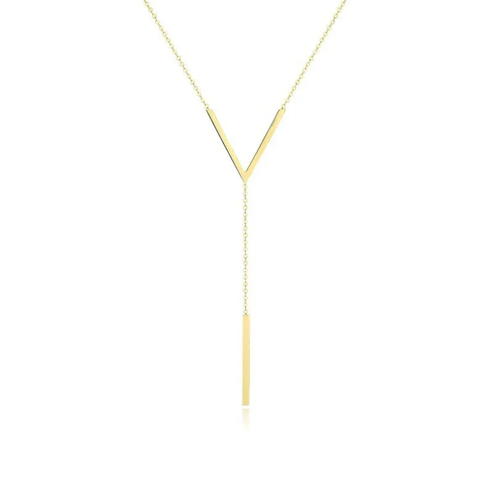 V-shaped Long Sexy Clavicle Gold Colour Chain Necklace Choker