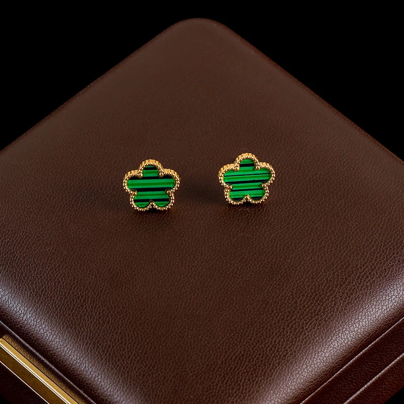 Five Leaf Clover Flower Necklace Bracelet Earrings Set