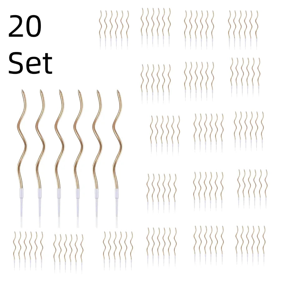 6/120/96Pcs Curved Cake Candles Birthday Baby