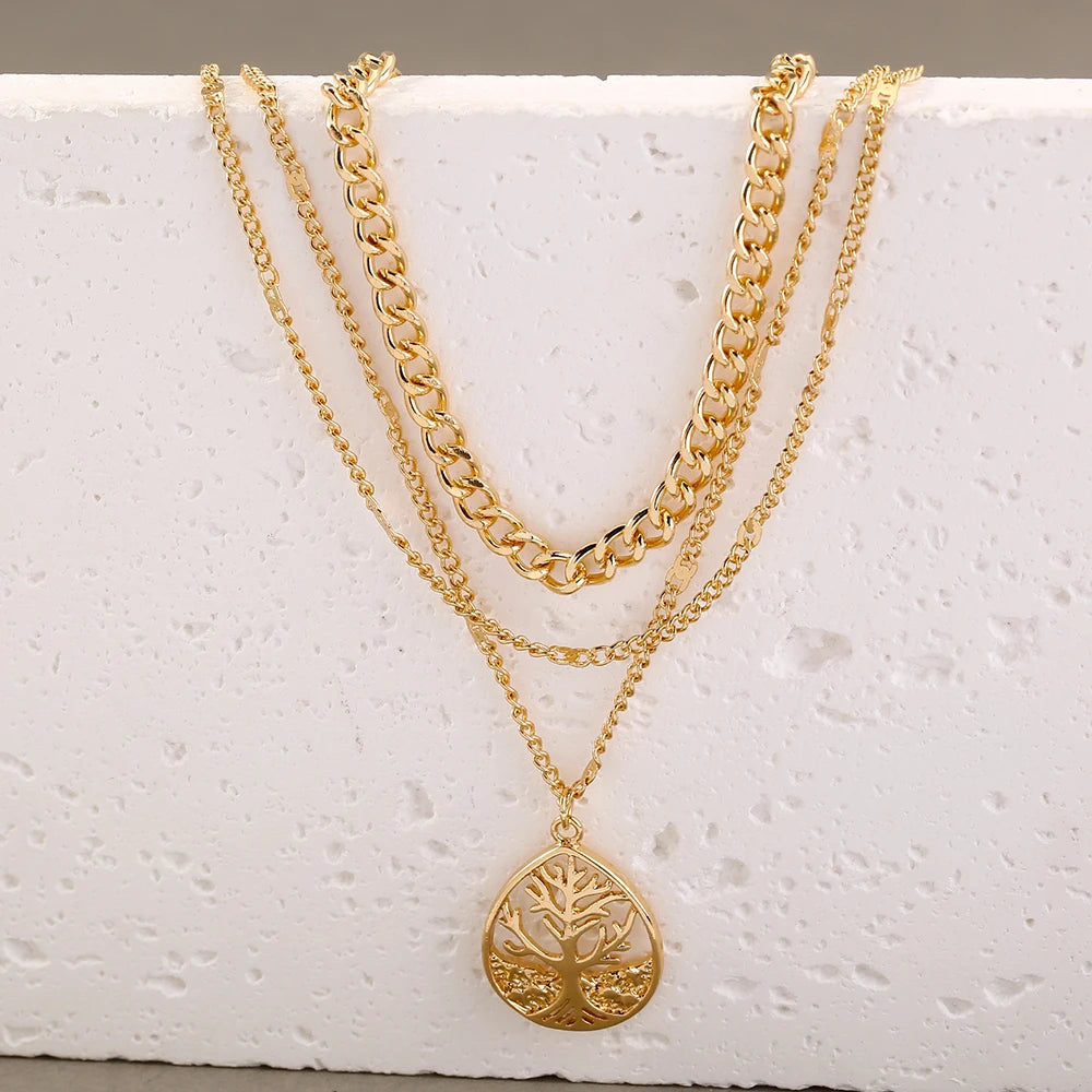 Golden Letter Heart Butterfly Pendant Metal Chain Necklace
