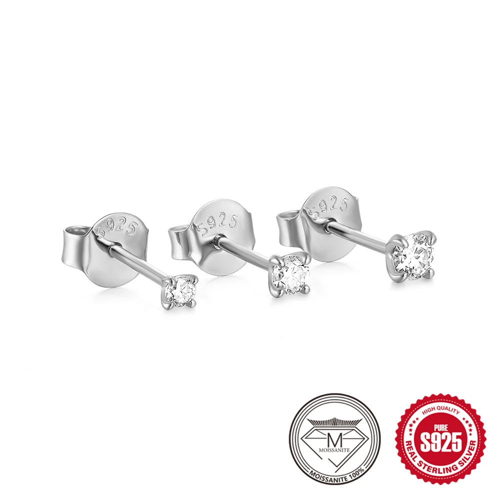 0.5-1.2 Carat D Color Moissanite Ear Stud Earrings 925 Sterling Silver