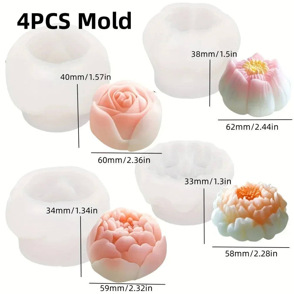 New 3D Rose Bouquet Candle Silicone Mold