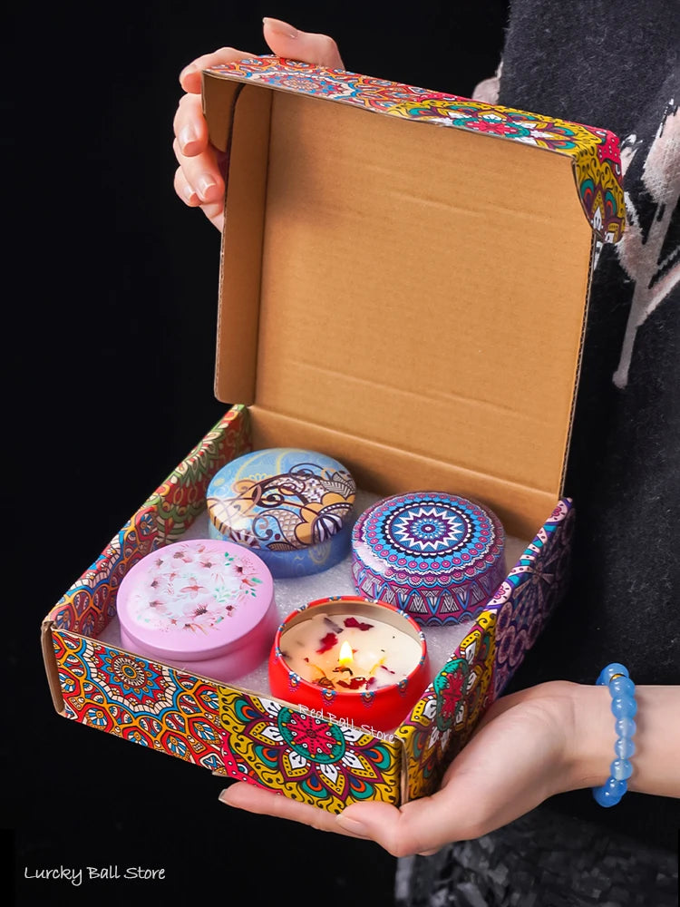 4Pcs/Box Fragrance Scented Candle Set Gift Islamic Arabian Patterns