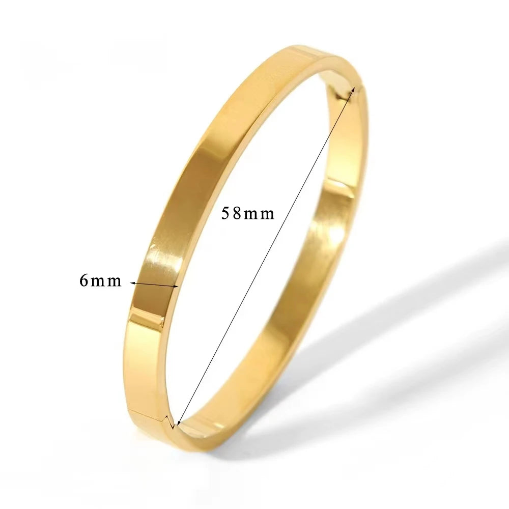 Waterproof Stainless Steel Oval Smooth Bracelet Bangle