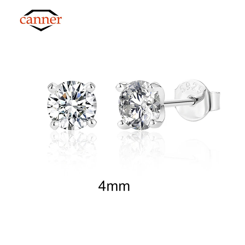 0.5-1.2 Carat D Color Moissanite Ear Stud Earrings 925 Sterling Silver