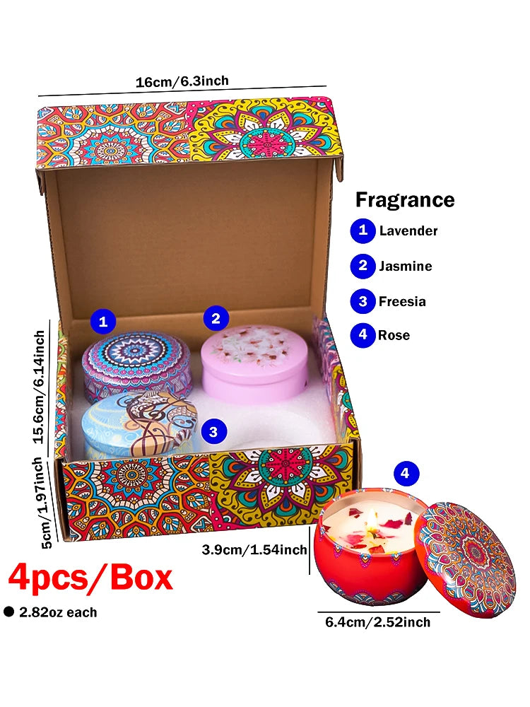 4Pcs/Box Fragrance Scented Candle Set Gift Islamic Arabian Patterns