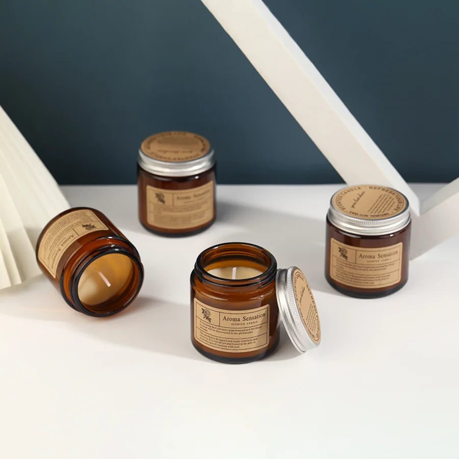 Brown Glass Aromatherapy Candle Smokeless scented