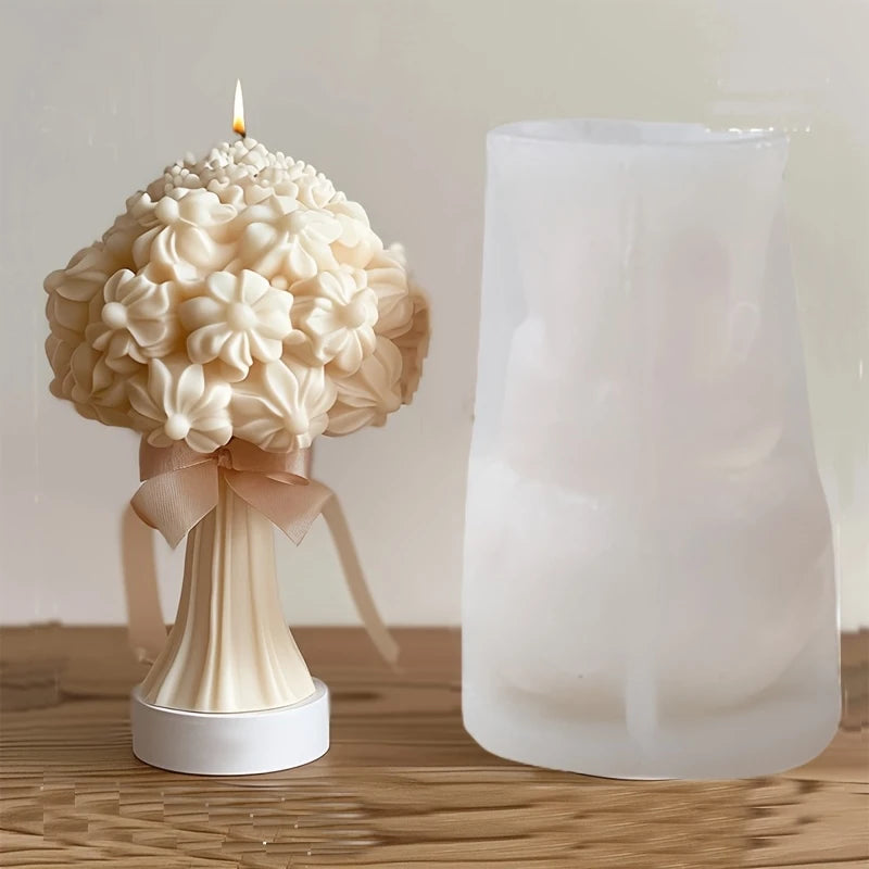 New 3D Rose Bouquet Candle Silicone Mold