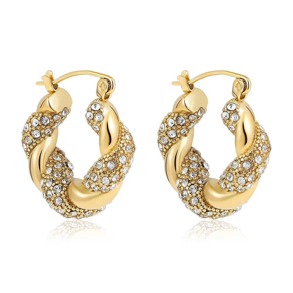 Fashion CZ Zircon Round Huggie Hoop Earrings