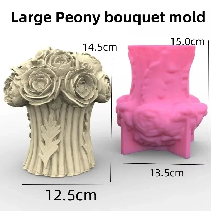 New 3D Rose Bouquet Candle Silicone Mold