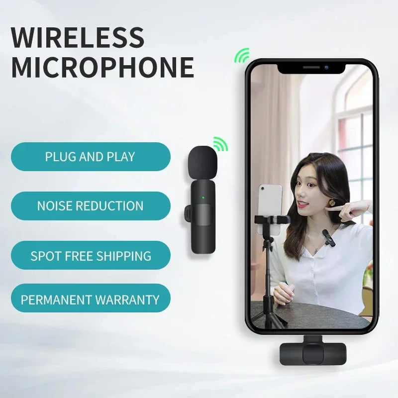 Wireless Lavalier Mic Audio Video Recording microphone