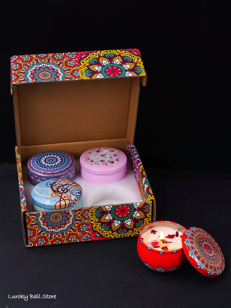 4Pcs/Box Fragrance Scented Candle Set Gift Islamic Arabian Patterns