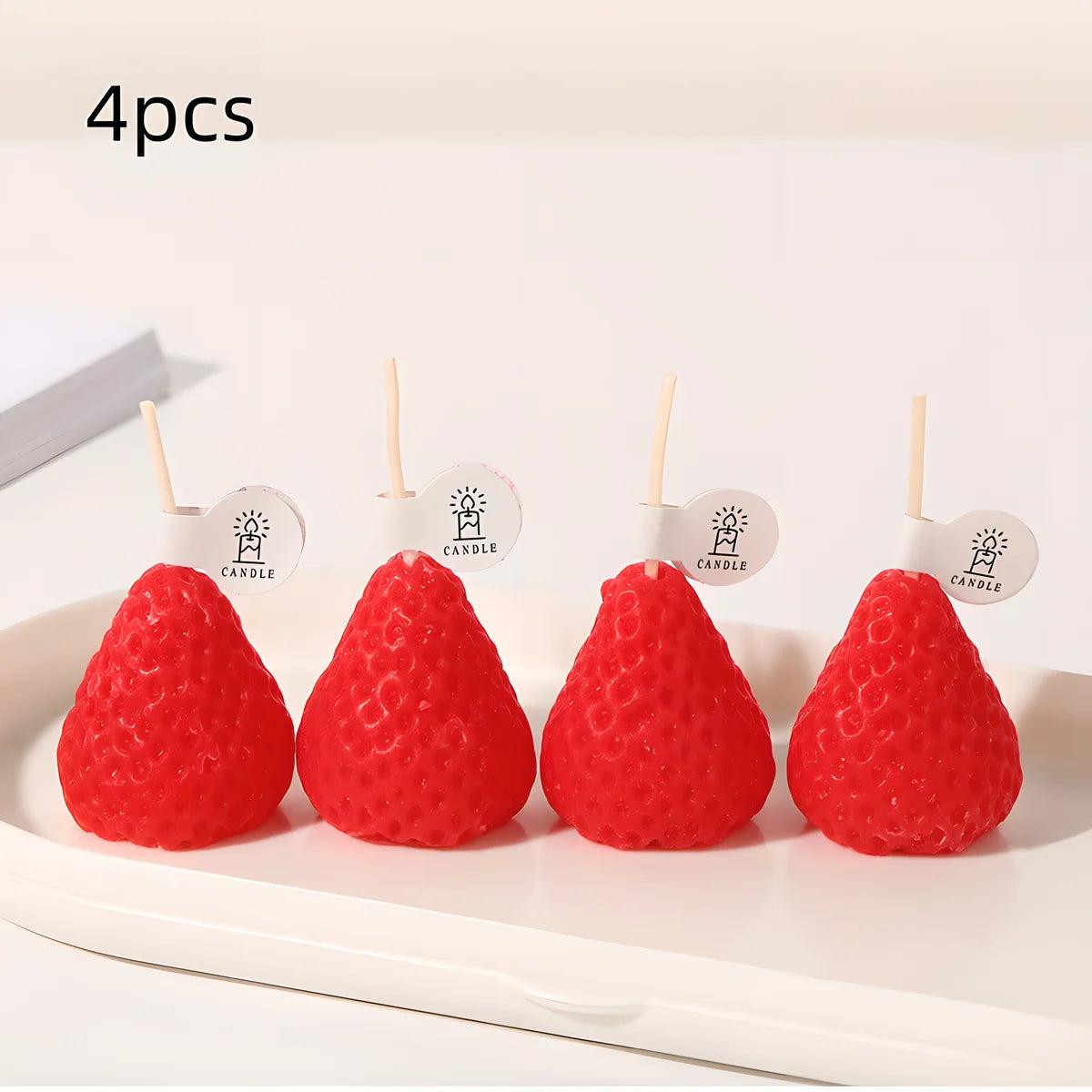 4pcs Strawberry-Shaped Miniature Scented Candles