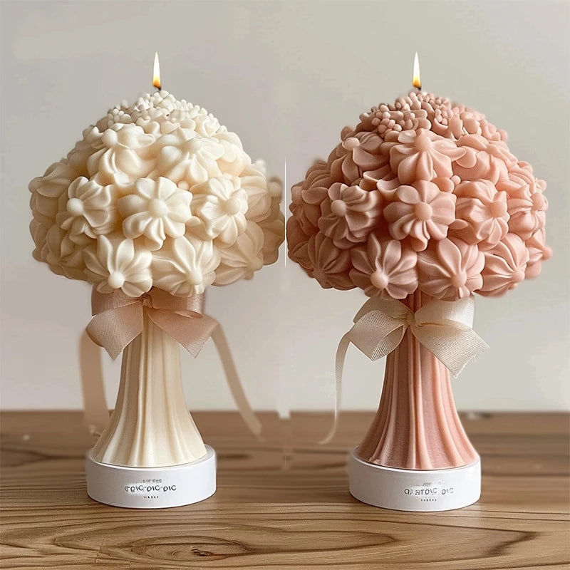 New 3D Rose Bouquet Candle Silicone Mold