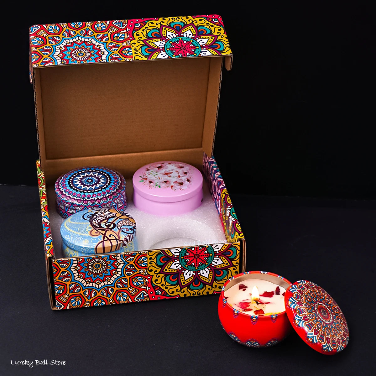 4Pcs/Box Fragrance Scented Candle Set Gift Islamic Arabian Patterns