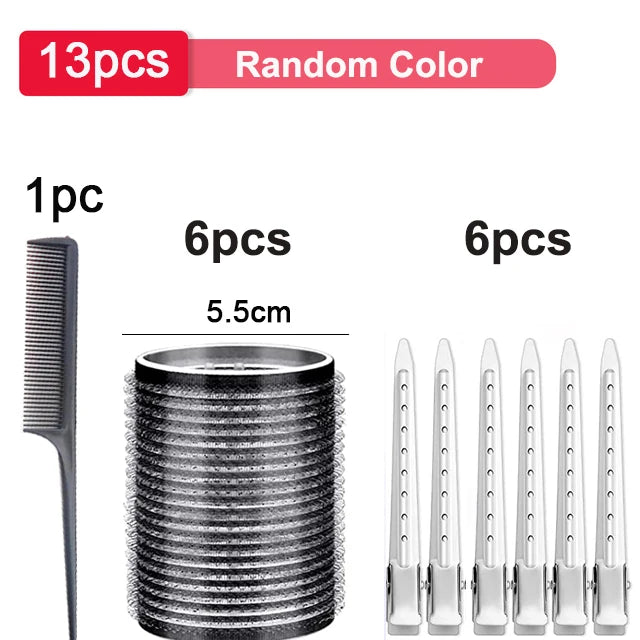 13pcs Black Self Grip Hair Rollers