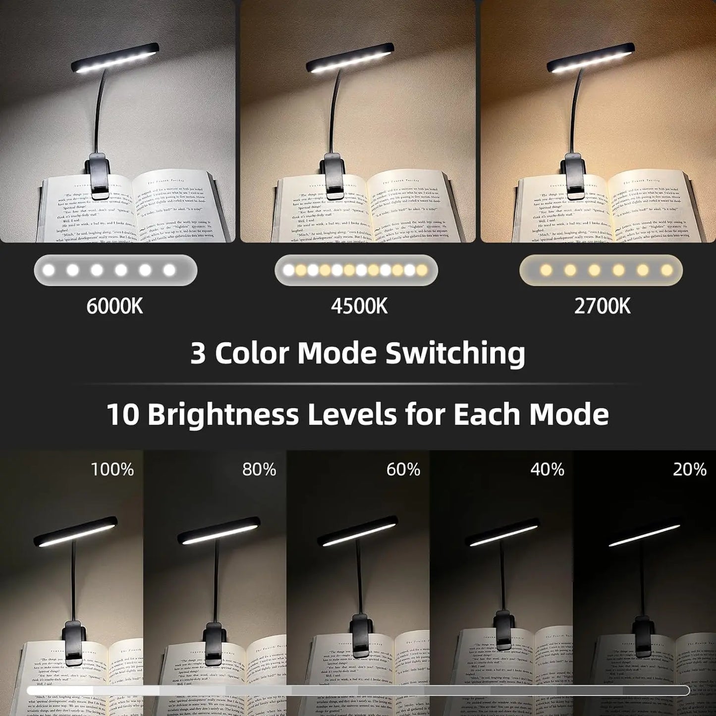 14Leds Book Light USB Rechargeable Reading Light