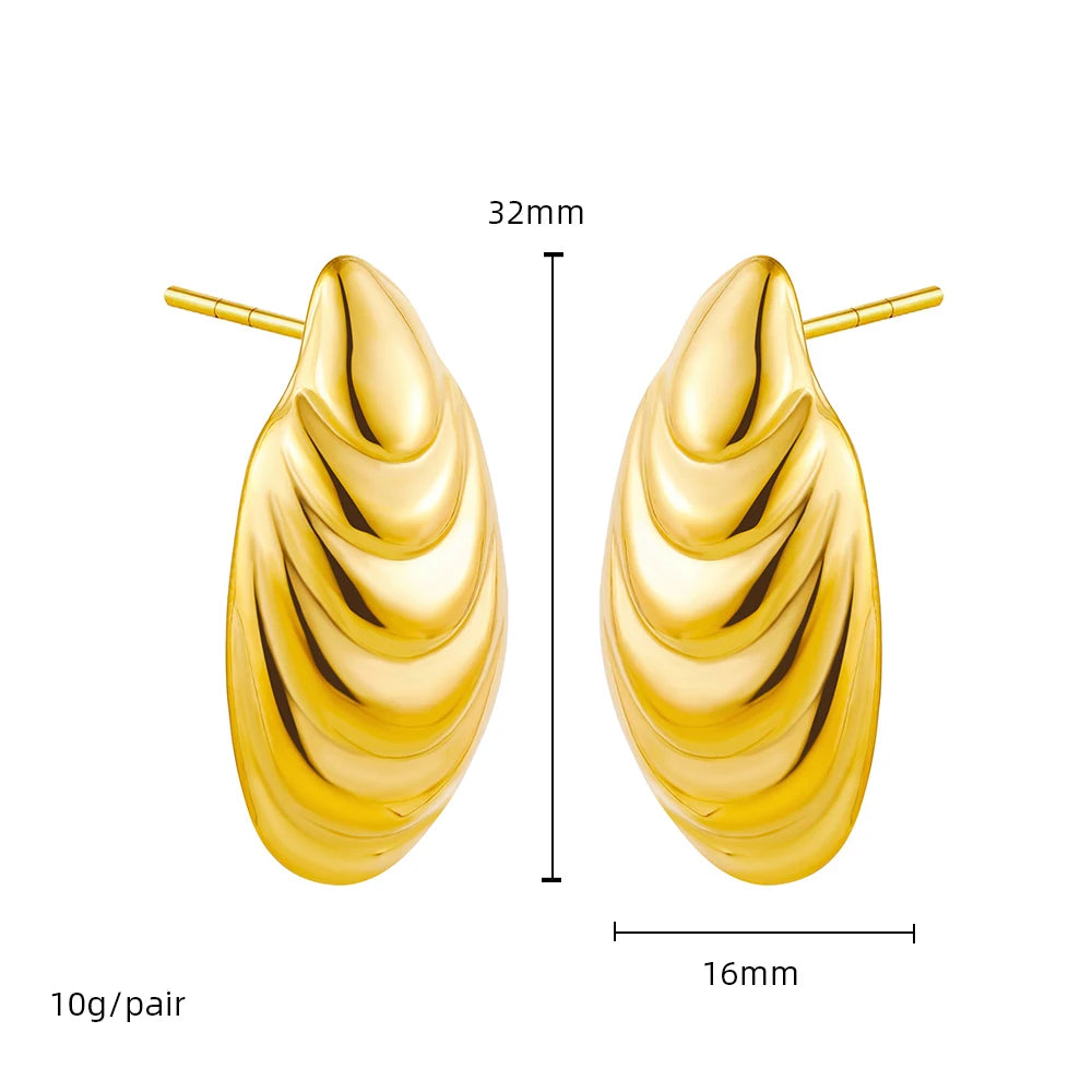 Stainless Steel Smooth Round Tube Chunky Hoop Earrings
