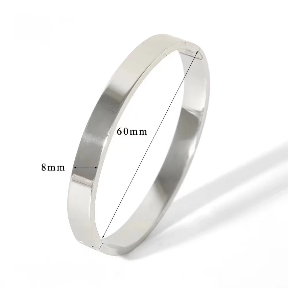 Waterproof Stainless Steel Oval Smooth Bracelet Bangle