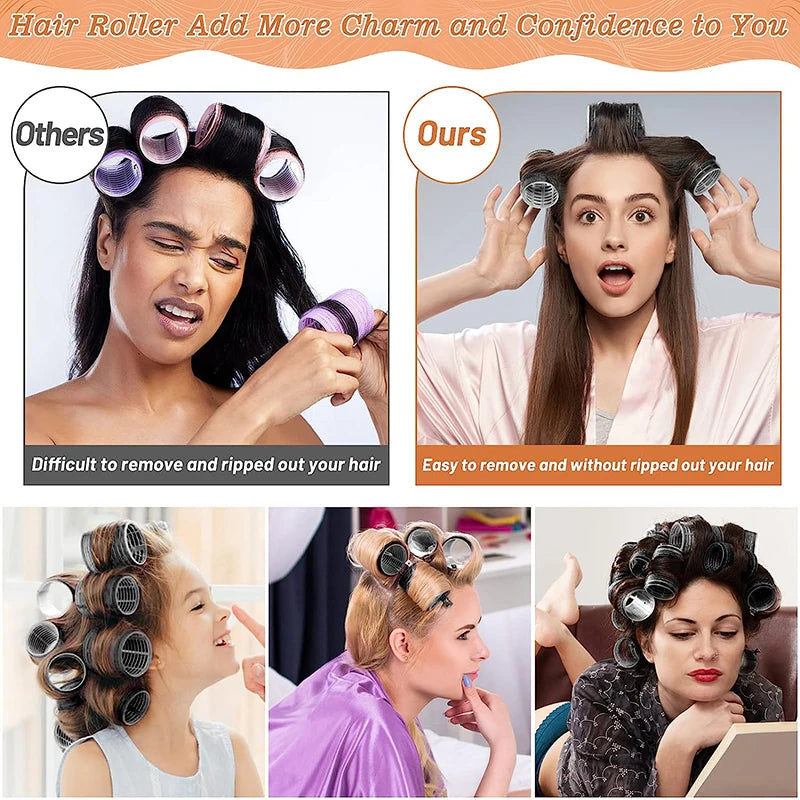 13pcs Black Self Grip Hair Rollers