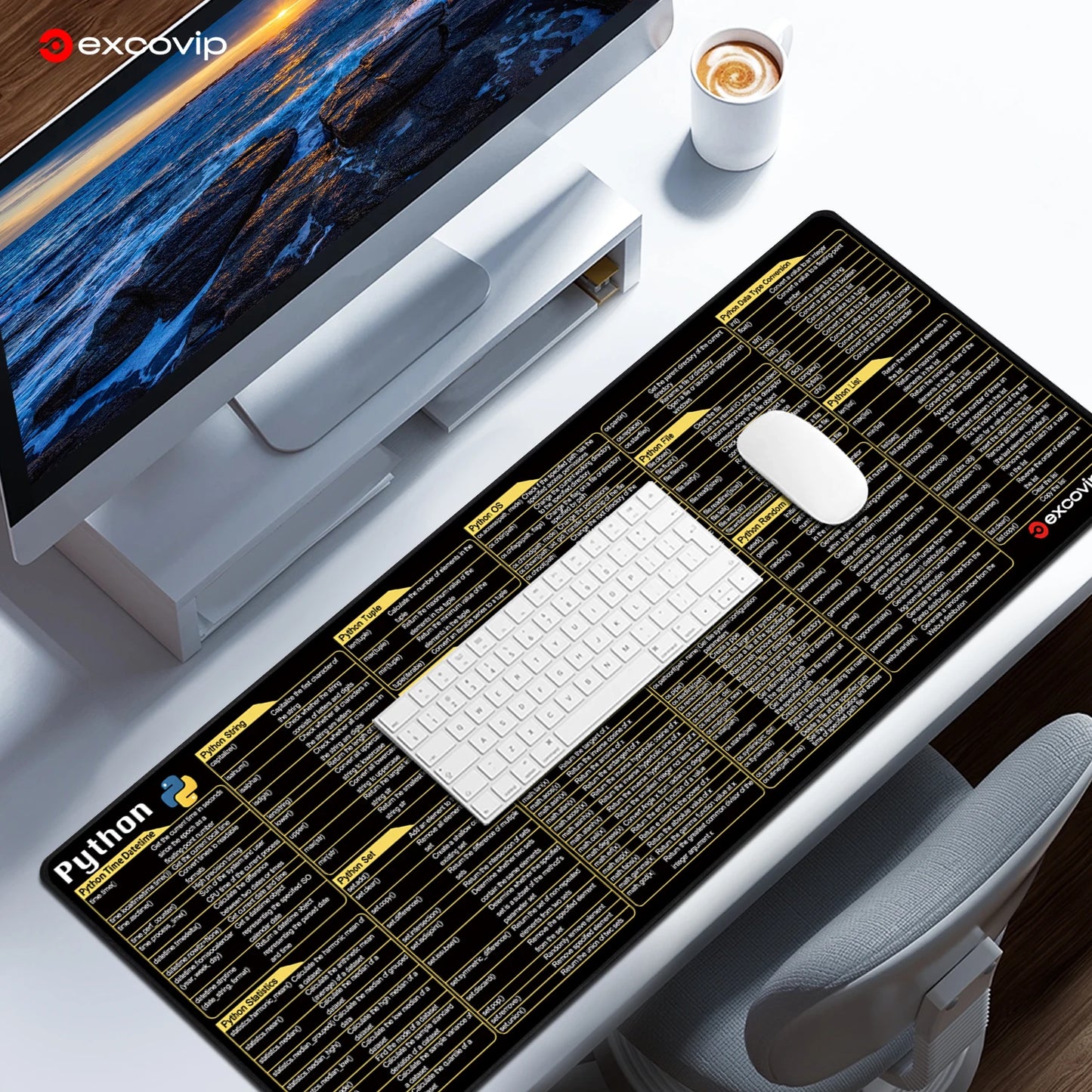 EXCO Python Programing Mouse Pad Large Shortcuts