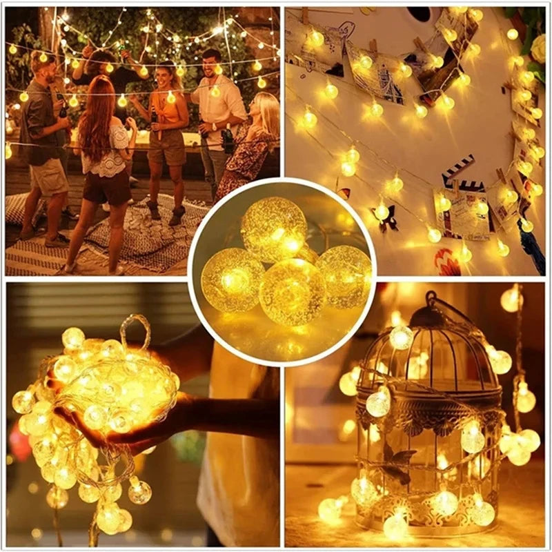 1.5-10m LED Crystal Ball Garland String Lights Indoor Decor