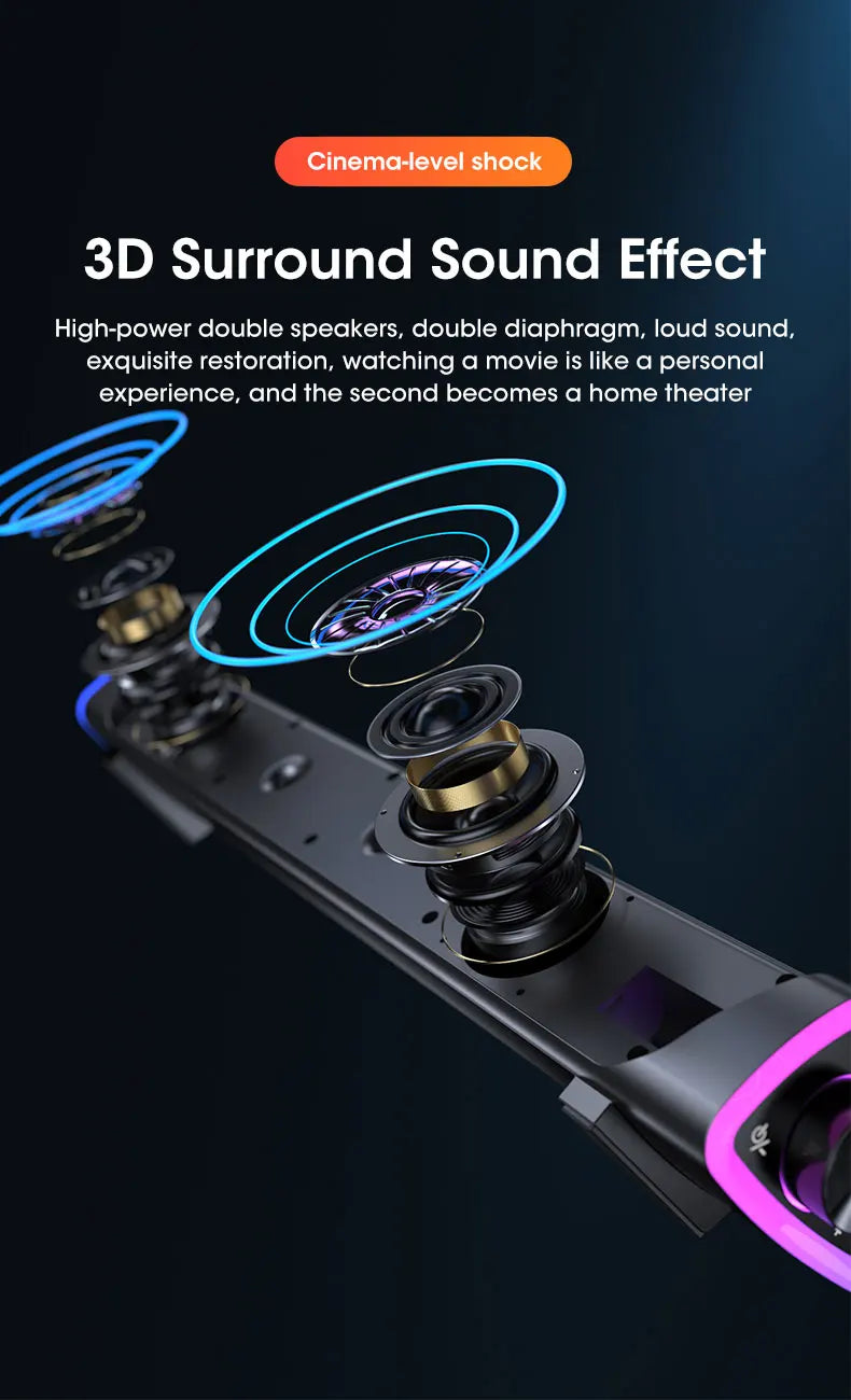 4D Computer Speaker Bar Stereo Sound Subwoofer