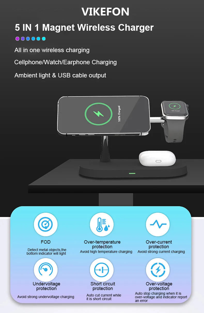 3 In 1 Magnetic Wireless Charger For iPhone , Apple Watch ,Airpods