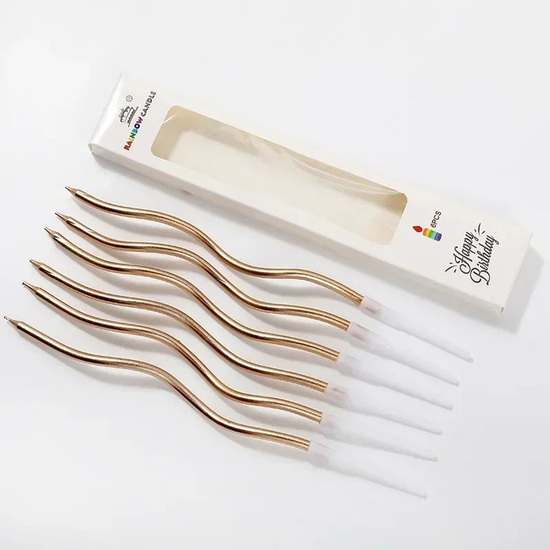 6/120/96Pcs Curved Cake Candles Birthday Baby