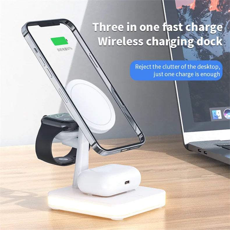 3 In 1 Magnetic Wireless Charger For iPhone , Apple Watch ,Airpods