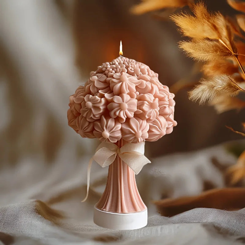 New 3D Rose Bouquet Candle Silicone Mold