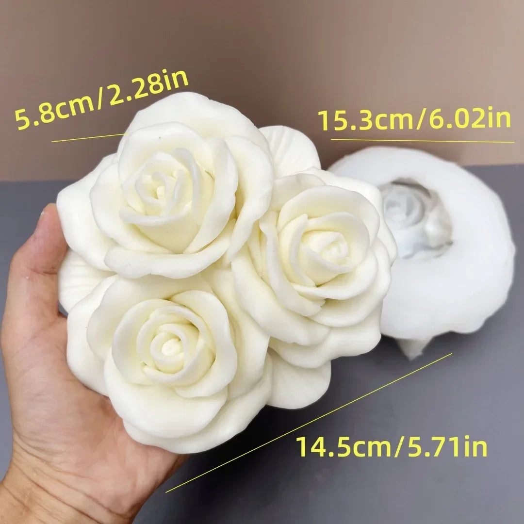 New 3D Rose Bouquet Candle Silicone Mold