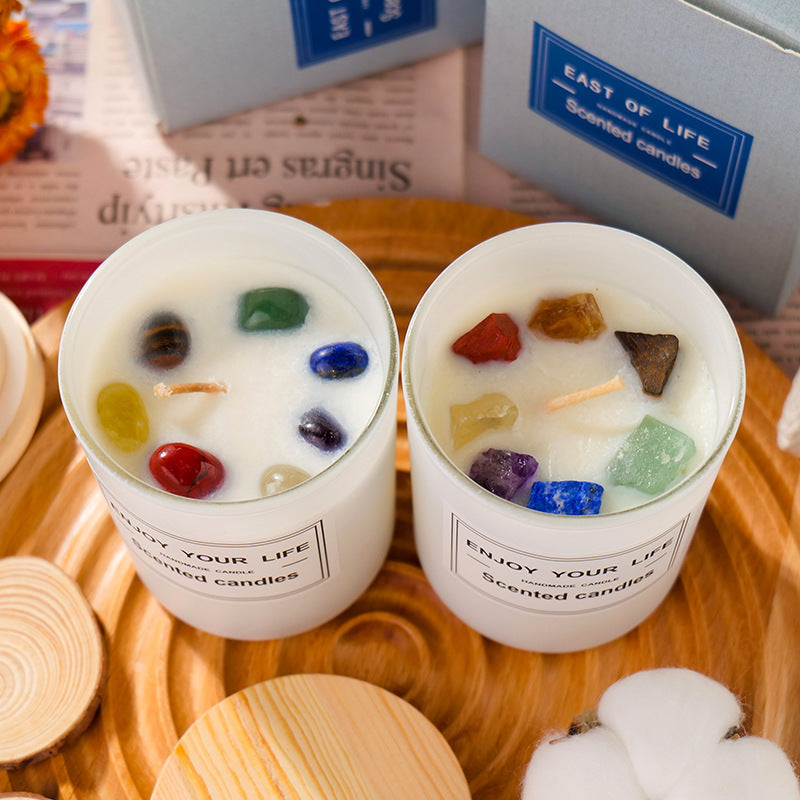 Natural Crystal Stone Soy Wax Smokeless Candles