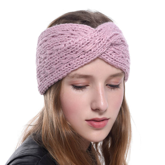 Acrylic Thick Wool Knitted Headband  Crossed Hair Accessories