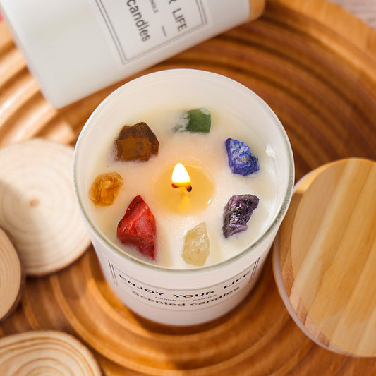 Natural Crystal Stone  Soy Wax Smokeless Candles